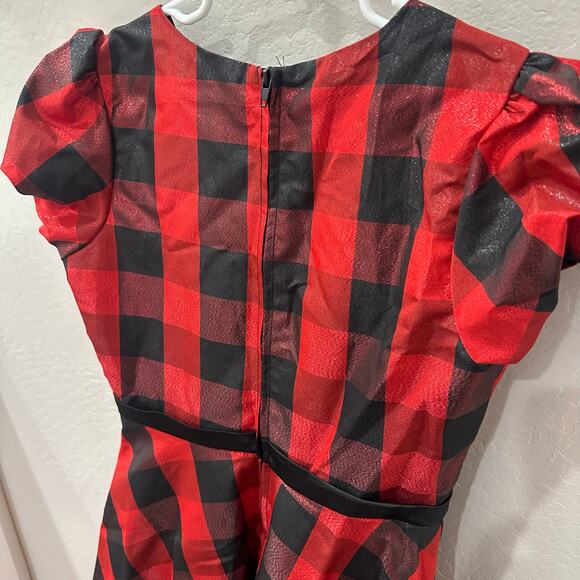 Rare Editions Buffalo Plaid Bow Holiday Dress - Picture 7 of 10
